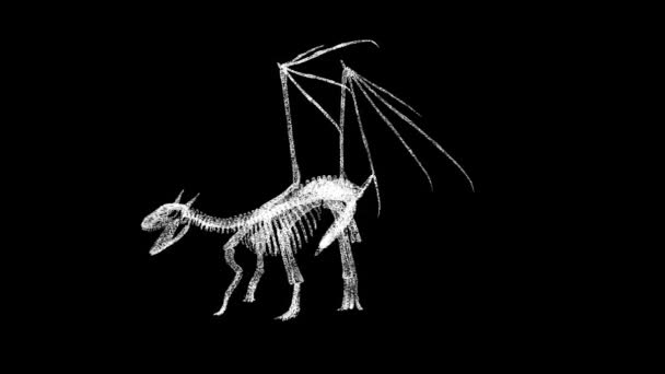Szkielet Dragon Obraca Się Czarnej Kuli Koncepcja Halloween Fantastyczny Pomysł — Wideo stockowe