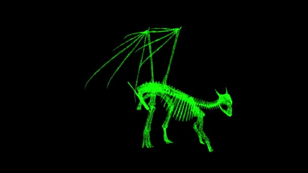 Σκελετός Dragon Περιστρέφεται Μαύρο Απόκριες Φανταστική Ιδέα Φαντασίας Φρίκη Θρίλερ — Αρχείο Βίντεο