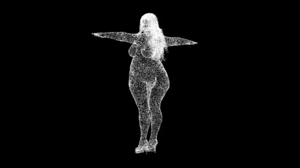 3D胖女人在黑色方块上旋转 不健康的生活方式 体脂超重 保健和良好的体形概念 健康问题 3D动画60 Fps — 图库视频影像