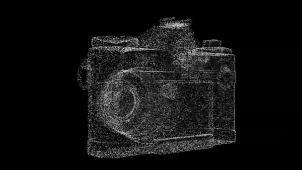 3D摄影相机在黑色的Bg上旋转 数码相机 专业摄影师旅行的概念 商业广告背景 3D动画60 Fps — 图库视频影像
