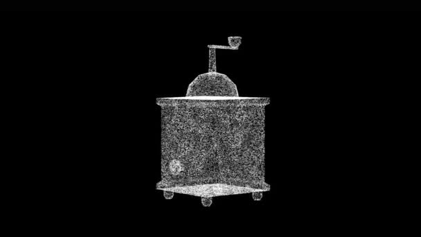 3D老式咖啡研磨机在黑色桶上旋转 旧的手工咖啡机 3D动画60 Fps — 图库视频影像