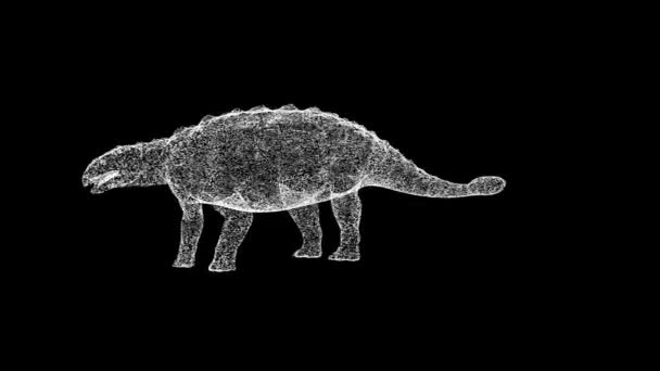 3D恐竜は黒い背景に回転する 先史時代の恐竜 ジュラシック時代 メソゾイック時代 自然史博物館 歴史的な時代 タイトル テキスト プレゼンテーション 3Dアニメーション — ストック動画