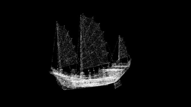 Kinesiska Skräp Roterar Svart Bakgrund Klassisk Kinesisk Segelfartyg Forntida Hongkongs — Stockvideo