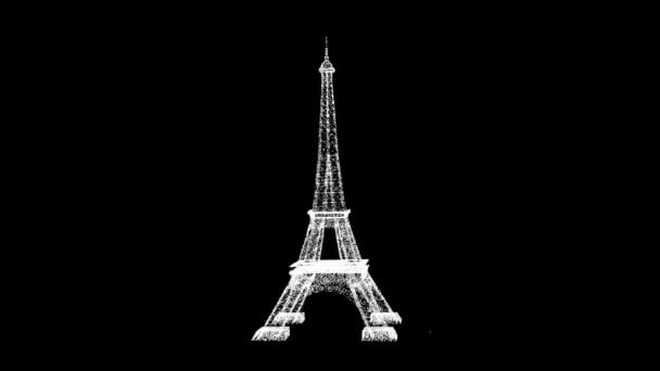 Eiffel Tower Rotates Black Business Advertising Backdrop Title Text Presentation — Stock Video