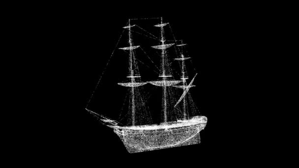Caravel Ship Obraca Się Czarnej Kuli Historyczna Koncepcja Morska Kontekst — Wideo stockowe