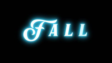 Siyah Arkaplanda Sonbahar Mesajı İşareti. Mavi yazıt. Sezon için sonbahar mesaj kartı. Sonbahar havası. Düşme zamanı. Başlık, metin, sunum için. İş banyosu. 3d canlandırma 