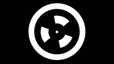 Modern aydınlatma önyükleyici, Radyasyon İşareti dairesel ilerleme çubuğu yükleme. Radyasyon tehlike işaretinin animasyonu. Nükleer tehdit fikri, atom savaşı tehlikesi. Uyarı! 3 Boyutlu Canlandırma