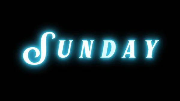 Sonntag Neon Text Zeichen Auf Schwarzem Hintergrund Blaue Leuchtschrift Ein — Stockfoto