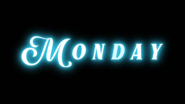 Poniedziałek Neon Tekst Podpis Czarne Tło Niebieski Neon Tygodniowy Dzień — Zdjęcie stockowe