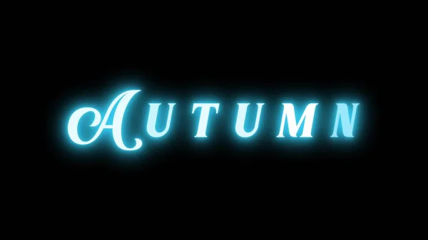 Autumn Neon Sign Black Background Синяя Надпись Осенняя Текстовая Карточка — стоковое фото