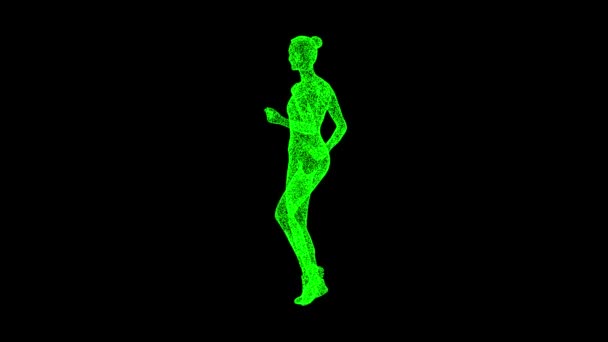 Running Woman Rotiert Auf Schwarzem Sports Fitness Konzept Gesunder Lebensstil — Stockvideo