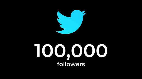 Twitter Počítadlo Vlivu Sociální Média Číslo Zvyšuje 100 000 Následovníků — Stock fotografie
