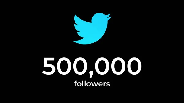 Twitter Счетчик Влияния Социальных Сетях Число Увеличивается 500 000 Последователей — стоковое фото