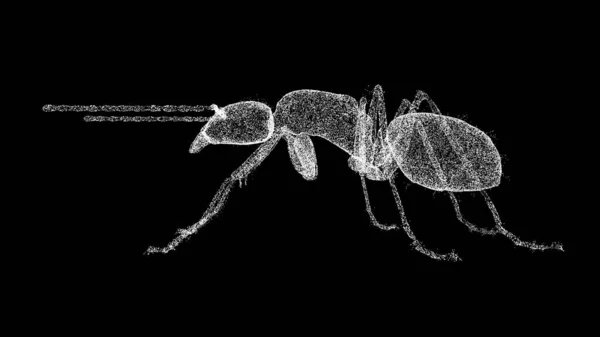 黑色Bg上的3D昆虫 害虫控制 昆虫灭绝 昆虫猎杀服务 用闪光的粒子制成的物体 3D动画 — 图库照片