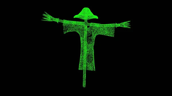 稻草人在黑色的Bg 万圣节假期的概念 不可思议的幻想概念 万圣节和感恩节装饰 3D动画 — 图库照片