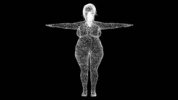 黒いBgの3D脂肪の女性 不健康なライフスタイル ダイエット 体脂肪 太りすぎ ヘルスケアとボディーシェイプのコンセプト 健康問題 タイトル テキスト プレゼンテーション — ストック写真