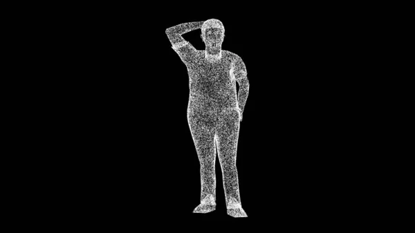 3D累了胖女人在黑色Bg 跑步后休息 体育和肥胖概念 肥胖妇女节食 健康食品 3D动画 — 图库照片