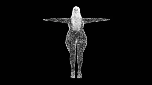 3D胖女人在黑色的Bg 不健康的生活方式 体脂超重 保健和良好的体形概念 健康问题 3D动画 — 图库照片