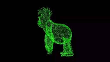 Siyah bg üzerinde üç boyutlu komik goril. Komik hayvanlar konsepti. İş için reklam arkaplanı. Başlık, metin, sunum için. 3d canlandırma 