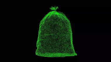 Siyah bg 'de 3 boyutlu çöp torbası. Ekolojik kavram. İş için reklam arkaplanı. Başlık, metin, sunum için. 3d canlandırma 