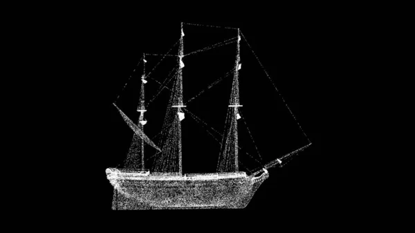 Caravel Ship Black 历史海事概念 商业广告背景 3D动画 — 图库照片