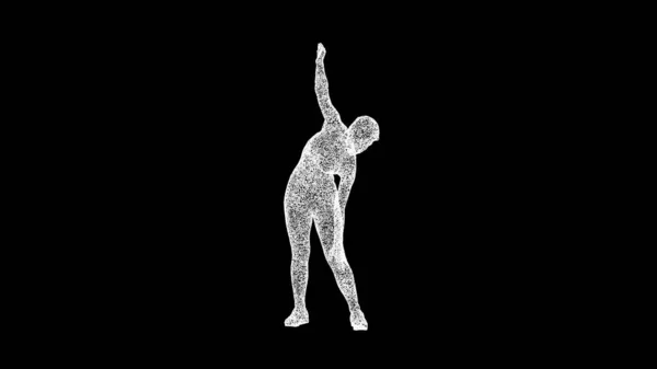 3D健身妇女在黑色Bg 体育健身的概念 健康的生活方式商业广告背景 3D动画 — 图库照片