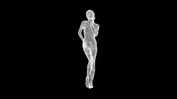 黒いBgでサルサを踊る3D女性 ダンスコンセプト 健康的なライフスタイル ビジネス広告の背景 タイトル テキスト プレゼンテーション 3Dアニメーション — ストック写真