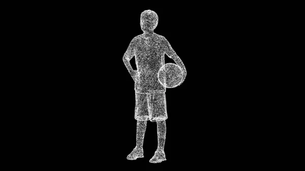 3D篮球运动员 球是黑色的 愿意与困难作斗争 竞争概念 青少年篮球训练课程 3D动画 — 图库照片