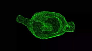 Üç boyutlu tavuk hindisi siyah arka planda döner. Gıda ve Beslenme konsepti. Şükran Günü. İş için reklam arkaplanı. Başlık, metin, sunum için. 3D animasyon 60 FPS