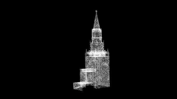 Кремлевская Башня Вращается Черном Фоне Архитектурная Концепция Туризм Достопримечательности Предпосылки — стоковое видео