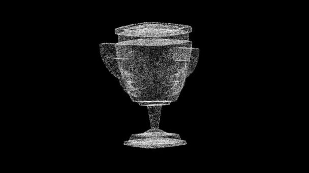 3Dトロフィーカップはブラックバックで回転します スポーツと競争のコンセプト ビクトリーカップ ビジネス広告の背景 タイトル テキスト プレゼンテーション 3Dアニメーション Fps — ストック動画