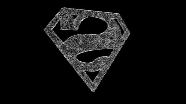 Λογότυπο Superman Περιστρέφεται Μαύρο Φόντο Παιχνίδια Και Ψυχαγωγία Έννοια Ψυχαγωγία — Αρχείο Βίντεο