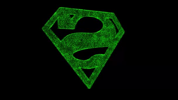 Логотип Superman Вращается Черном Фоне Концепция Игр Развлечений Развлечения Предпосылки — стоковое видео