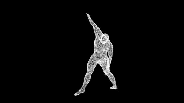 Mann Führt Stretching Drehungen Auf Schwarzem Hintergrund Durch Sport Und — Stockvideo
