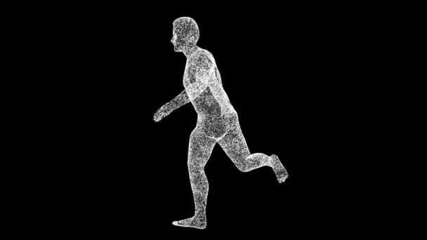 Running Man Ruota Sfondo Nero Concetto Sportivo Ricreativo Anatomia Uomo — Video Stock