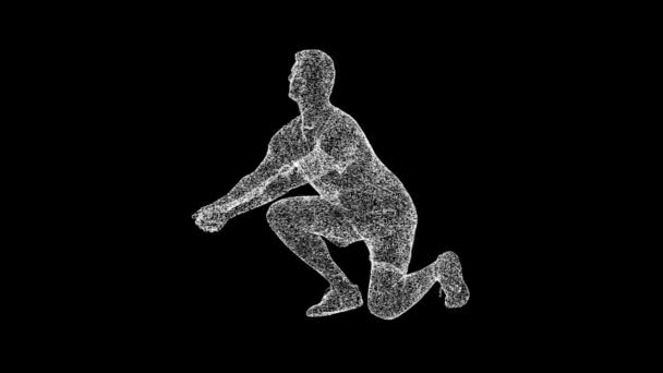3D排球选手在黑色背景下旋转 体育与竞赛概念 健身和培训 商业广告背景 3D动画60 Fps — 图库视频影像