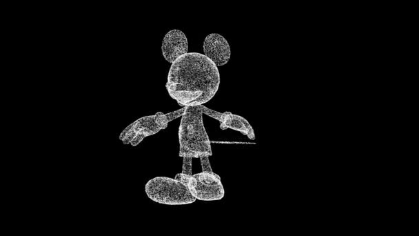 3D米老鼠在黑色背景下旋转 童话人物的概念 儿童卡通人物 商业广告背景 编者3D动画60 — 图库视频影像
