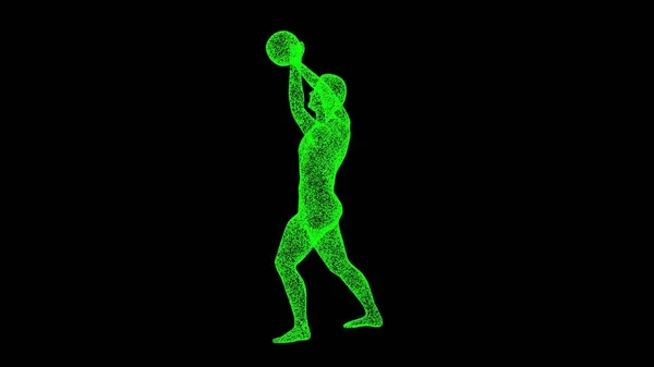 Siyah Arka Planda Basketbol Oynayan Boyutlu Bir Adam Spor Rekabet — Stok fotoğraf