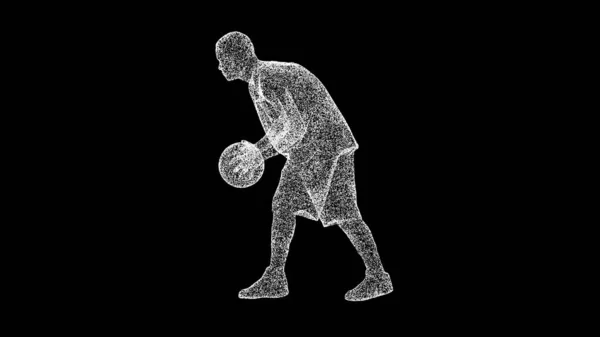 Giocatore Basket Con Una Palla Sfondo Nero Concetto Sport Competizioni — Foto Stock