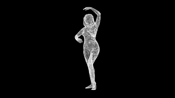 3Dバレリーナはブラックバックで回転します ダンスとバレエのコンセプト スリムなフィットネスとフィットネス ビジネス広告の背景 タイトル テキスト プレゼンテーション 3Dアニメーション Fps — ストック動画