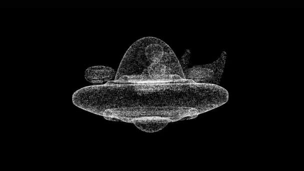 Ufo Rotiert Auf Schwarzem Hintergrund Science Fiction Konzept Fremdes Schiff — Stockvideo