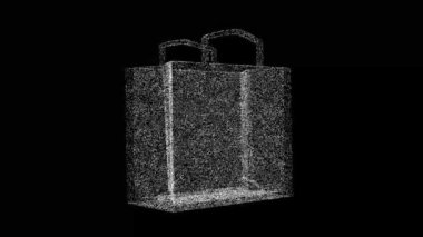 3 boyutlu kese kağıdı siyah arkaplanda dönüyor. Alışveriş konsepti. Alışveriş çantası. İş için reklam arkaplanı. Başlık, metin, sunum için. 3D animasyon 60 FPS
