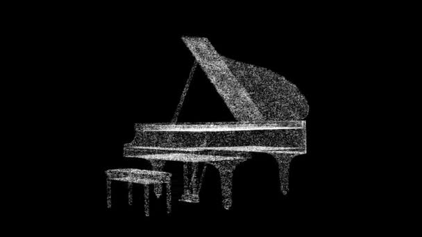 Grand Piano Roterar Svart Bakgrund Klassiskt Musikkoncept Lära Sig Spela — Stockvideo