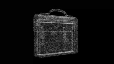 Üç boyutlu evrak çantası siyah arkaplanda dönüyor. İş meselesi. İş için reklam arkaplanı. Başlık, metin, sunum için. 3D animasyon 60 FPS