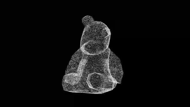 3D壊れたおもちゃのクマは黒い背景で回転します ハロウィーンコンセプト 恐ろしい子供のクマ ビジネス広告の背景 タイトル テキスト プレゼンテーション 3Dアニメーション Fps — ストック動画