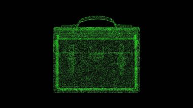 Üç boyutlu evrak çantası siyah arkaplanda dönüyor. İş meselesi. İş için reklam arkaplanı. Başlık, metin, sunum için. 3d canlandırma 