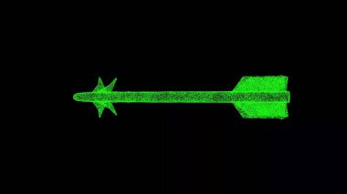 3D Roket siyah arka planda dönüyor. Silahlar ve savaş konsepti. Uçak füzesi. İş için reklam arkaplanı. Başlık, metin, sunum için. 3d canlandırma 