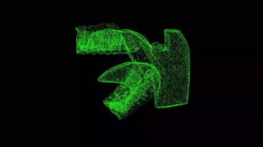 Üç boyutlu ağız anatomisi siyah arka planda döner. İnsan vücudu konsepti. İnsan ağzı ve çenesi. İş için reklam arkaplanı. Başlık, metin, sunum için. 3d canlandırma 