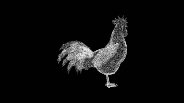 3D Rooster rotates on black background. Farming and Animals concept. Business advertising backdrop. For title, text, presentation. 3d animation