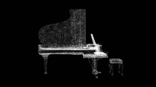 3D钢琴在黑色背景下旋转 乐器的概念 学习弹钢琴 商业广告背景 3D动画 — 图库照片